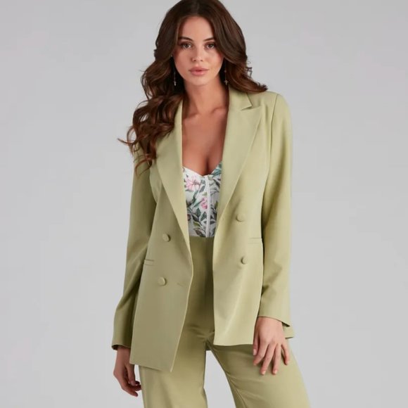 WINDSOR - NWT Size S She Means Business Structured Blazer - Hunter Green - Picture 1 of 4